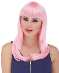 Nessiworld Soft Pembe Renk Uzun Düz Parti Peruğu