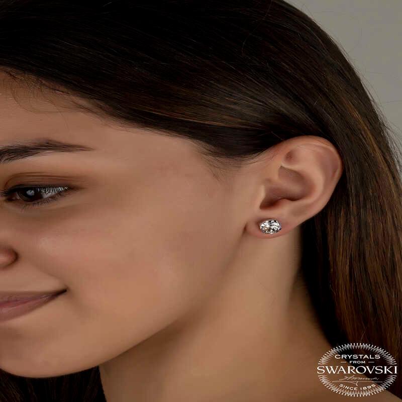 Swarovski Crystal Stone Silver Studded Women's Earrings