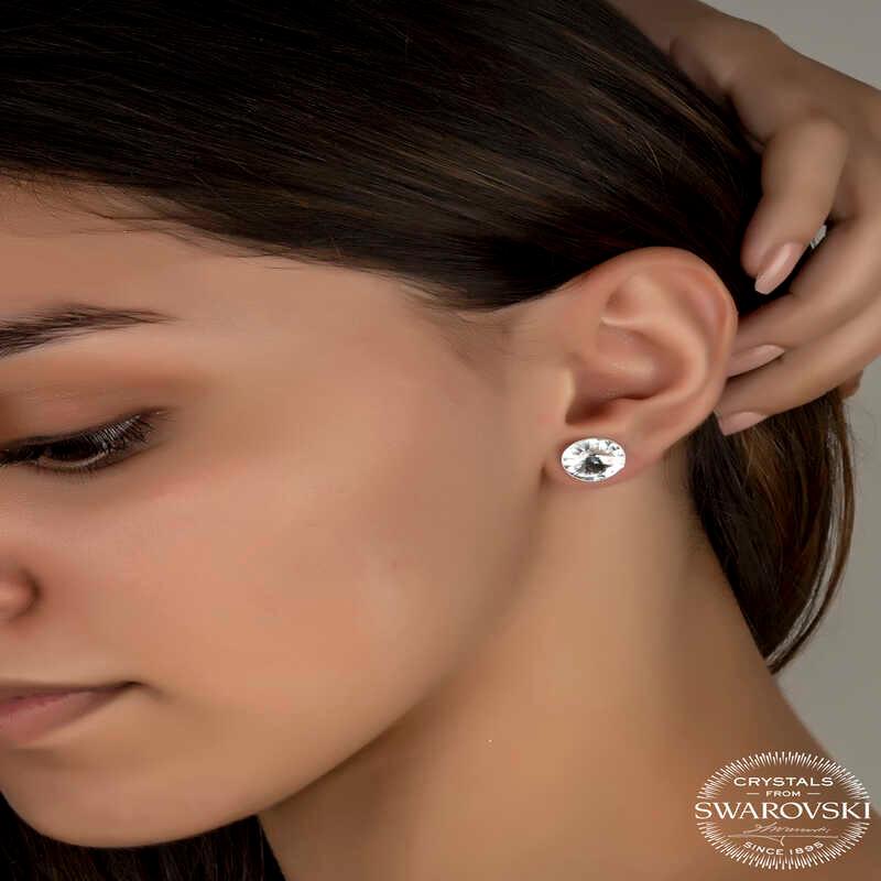 Swarovski Crystal Stone Silver Studded Women's Earrings