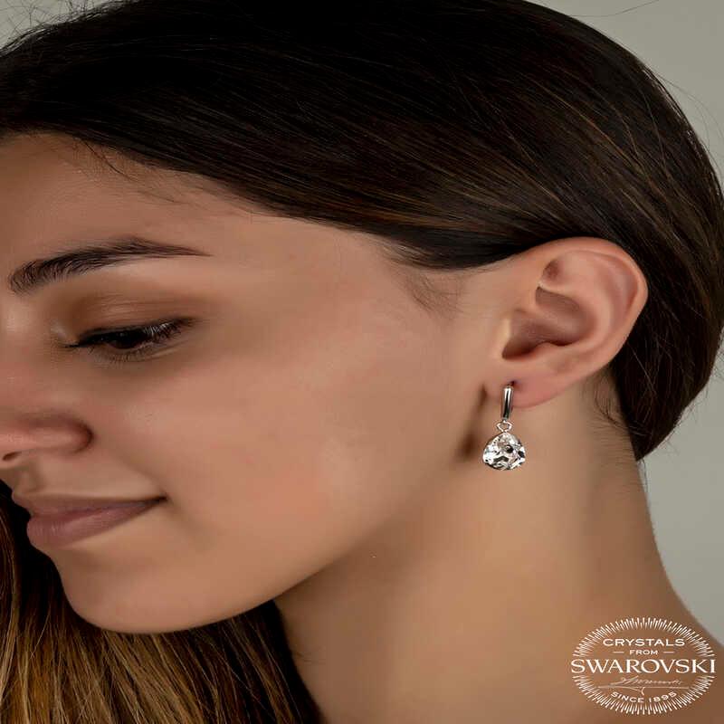 Swarovski Crystal Stone Silver Drop Dangle Women's Earrings