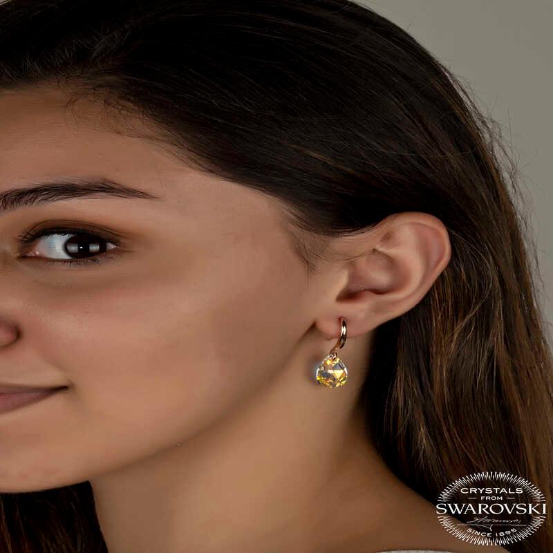 Swarovski Crystal Stone Silver Drop Dangle Women's Earrings