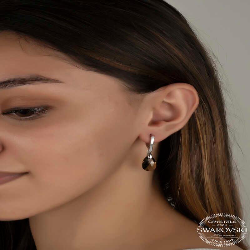 Swarovski Crystal Stone Silver Drop Dangle Women's Earrings