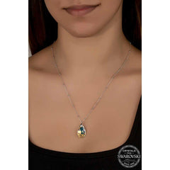 Swarovski Crystal Stone Ball Chain Drop Silver Women's Necklace