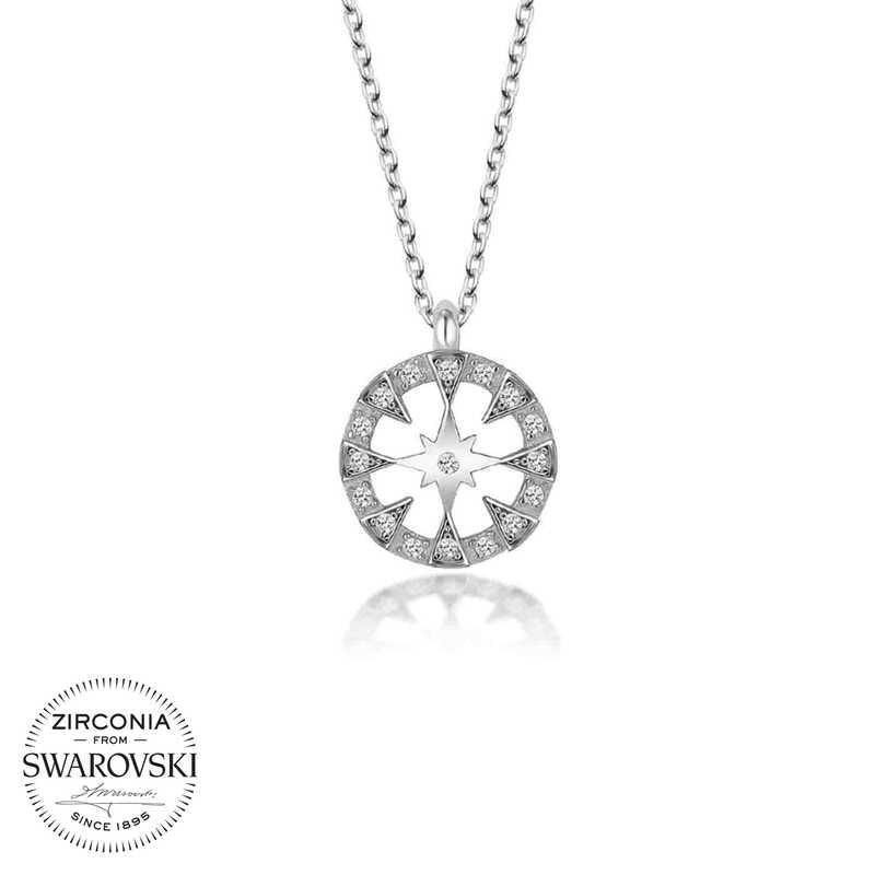 Swarovski Stone Silver Circle Women's Necklace