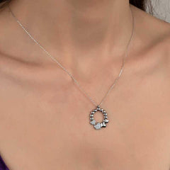 Swarovski Taşlı Gümüş Çember Kalp Bayan Kolye