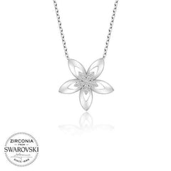 Swarovski Stone Silver Flower Women's Necklace