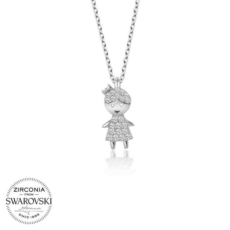 Swarovski Stone Silver Children's Necklace for Women