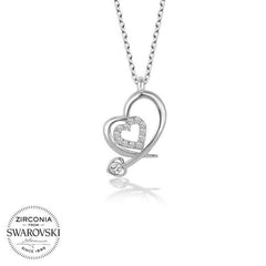 Swarovski Taşlı Gümüş Kalp Bayan Kolye