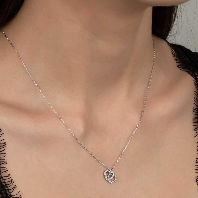 Swarovski Stone Silver Heart Women's Necklace