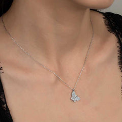 Swarovski Stone Silver Butterfly Women's Necklace