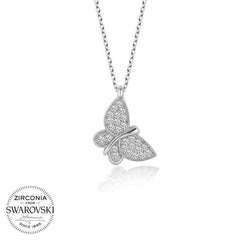 Swarovski Stone Silver Butterfly Women's Necklace