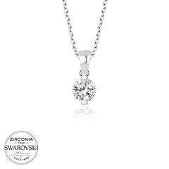 Swarovski Taşlı Gümüş Tektaş Bayan Kolye