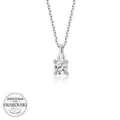 Swarovski Taşlı Gümüş Tektaş Bayan Kolye