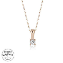 Swarovski Taşlı Gümüş Tektaş Bayan Kolye