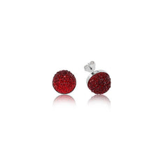 Silver Red Stud Earrings