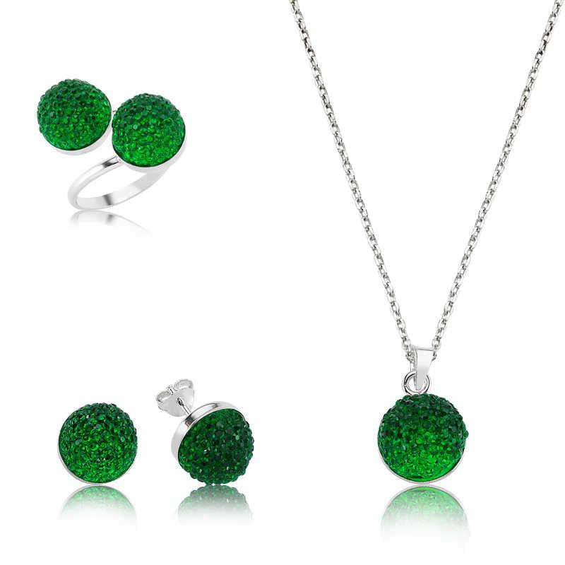 Silver Green Crystal Ladies Set