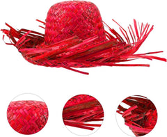 Nessiworld Tropikal Parti Kırmızı Hasır Hawaii Şapkası 13x36 cm