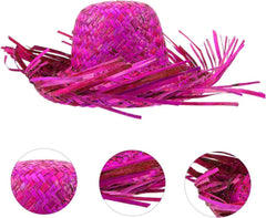 Nessiworld Tropikal Parti Pembe Fuşya Hasır Hawaii Şapkası 13x36 cm