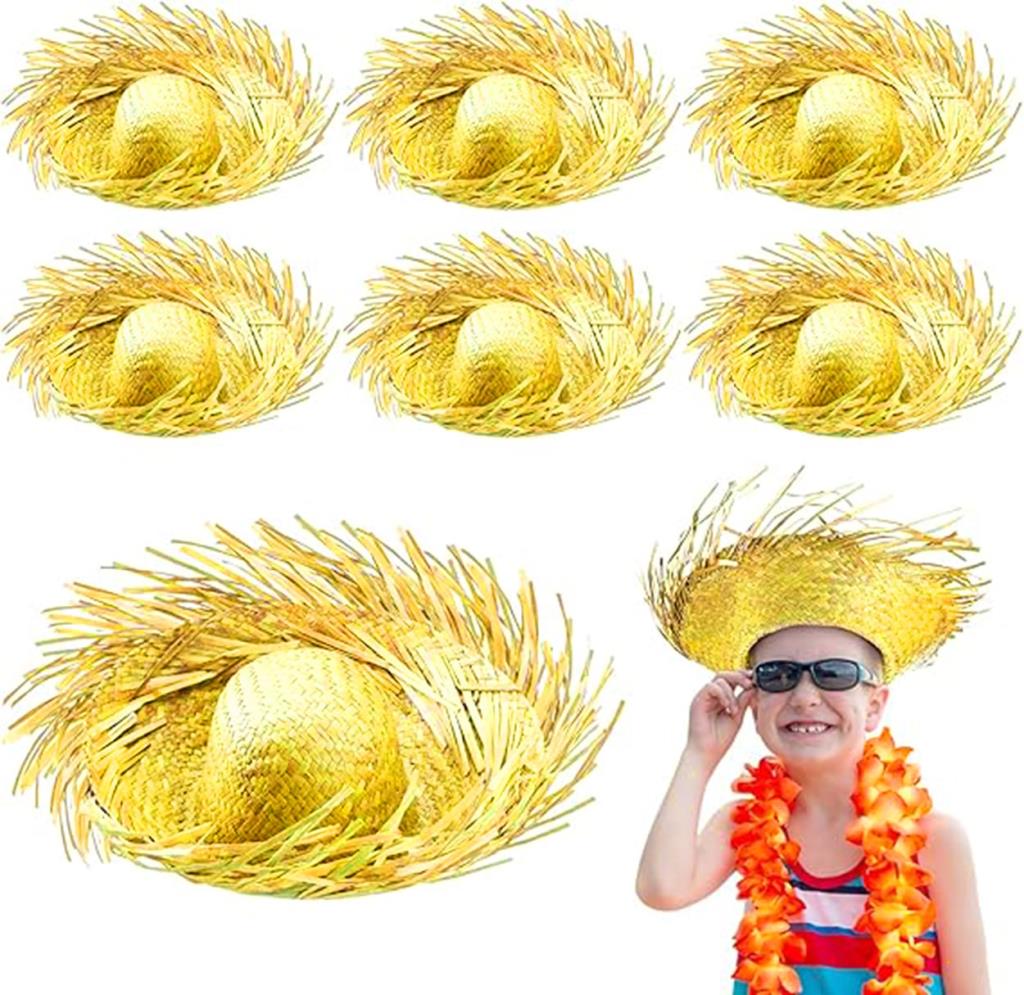 Nessiworld Tropikal Parti Sarı Hasır Hawaii Şapkası 13x36 cm