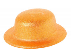 Nessiworld Orange Color Glittery Bowler Round Party Hat 24x26 cm