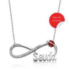 Collier Coccinelle en argent avec nom infini pour femme