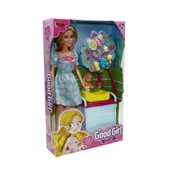 WG-115167 Boxed 29cm Baby Doll with Accessories and Cradle - Vardem Toys