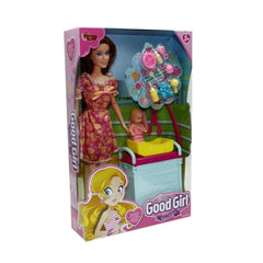 WG-115167 Boxed 29cm Baby Doll with Accessories and Cradle - Vardem Toys