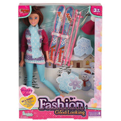 WG-66730-66731 Skier Doll with Accessories 29 cm - Vardem Toy