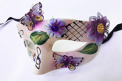 NessiWorld Leaf Pattern Butterfly Embroidered New Year Party Mask Purple Color