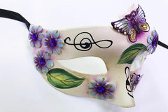 NessiWorld Leaf Pattern Butterfly Embroidered New Year Party Mask Purple Color