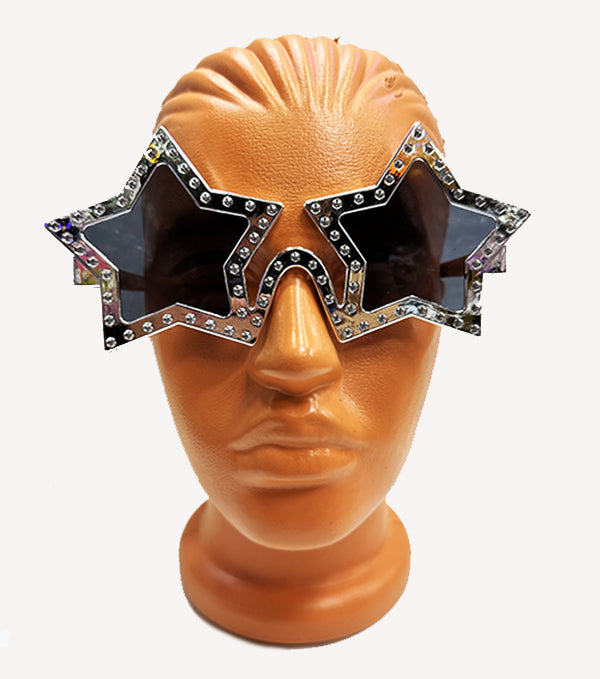 Nessiworld   Yıldız Şekilli Parlak Metalize Parti Gözlüğü Gümüş Renk 16X7 cm