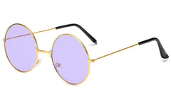 NessiWorld Round Glass John Lennon Style Silver Frame Purple Glasses