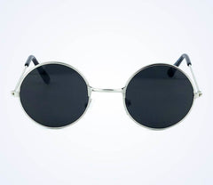 Nessiworld Round Glass John Lennon Style Silver Frame Black Glasses