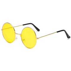 Lunettes rondes NessiWorld style John Lennon, monture argentée, style hippie, jaunes