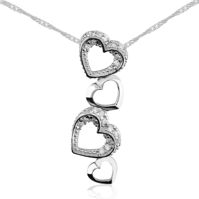 Silver Hearts Necklace for Women