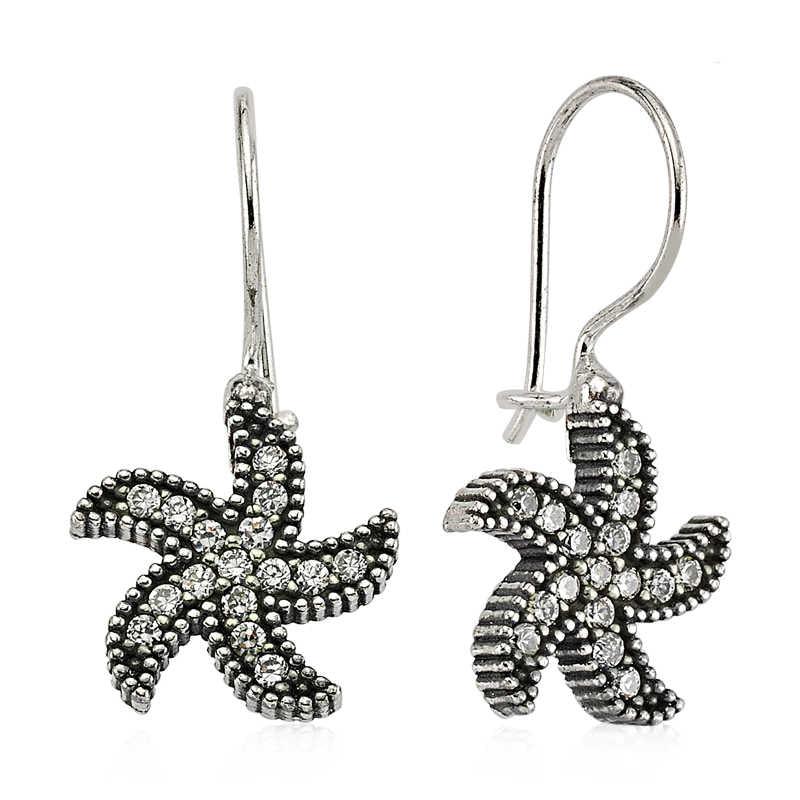Silver Starfish Dangle Earrings
