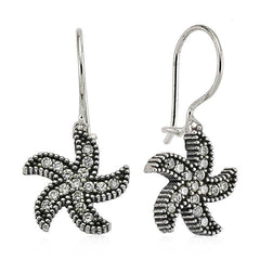 Silver Starfish Dangle Earrings