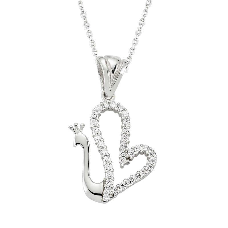 Silver Heart Swan Women's Necklace
