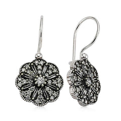Silver Dangle Flower Earrings