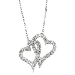 Collier pour femme en argent avec deux cœurs