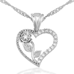 Silver Rose of My Heart Women's Necklace