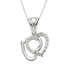 Silver Double Heart Women's Necklace