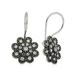 Silver Dangle Flower Earrings