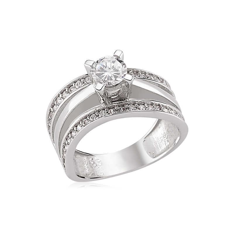 Silver Single Stone Women's Ring